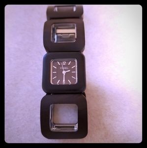 Fossil dark brown wooden band watch